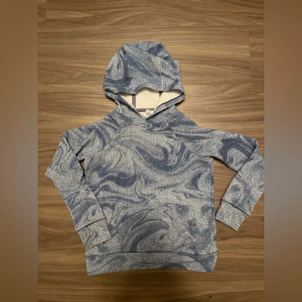 Athleta Girl marble Kids Gray and blue pullover hoodie size S/7
